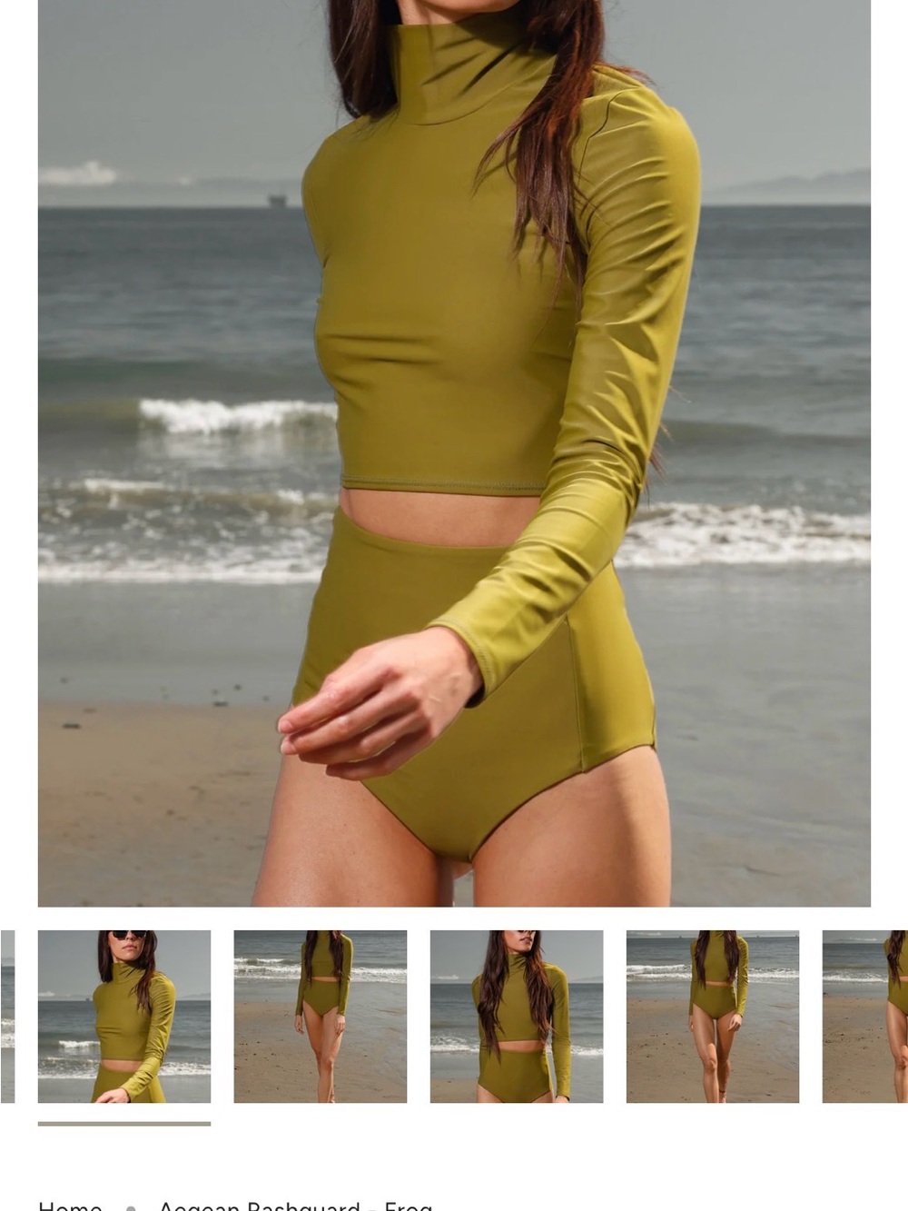 Olive Green Long-Sleeve Swim Crop Top